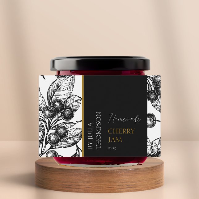 Modern Homemade Cherry Jam Label (Creator Uploaded)