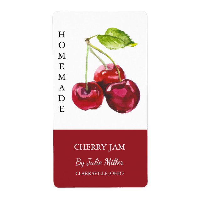 Modern Homemade Cherry Jam Label (Front)