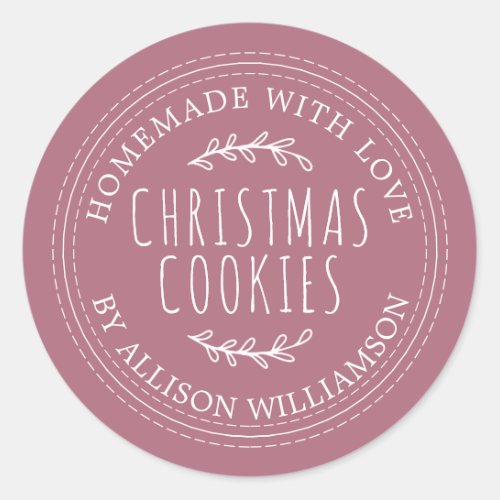 Modern Homemade Christmas Cookies Purple Classic Round Sticker