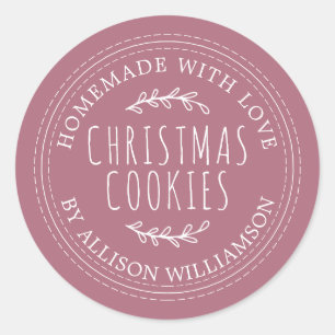 Modern Homemade Christmas Cookies Purple Classic Round Sticker