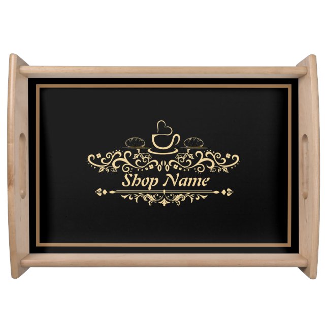 Modern Homemade coffee Bakery custom Business Logo Serving Tray (Front)