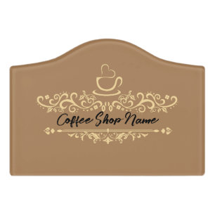 Modern Homemade Coffee welcome custom Business Log Door Sign