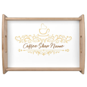 Modern Homemade Coffee welcome custom Business Log Serving Tray