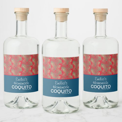 Modern Homemade Coquito Recipe Business Branding Liquor Bottle Label
