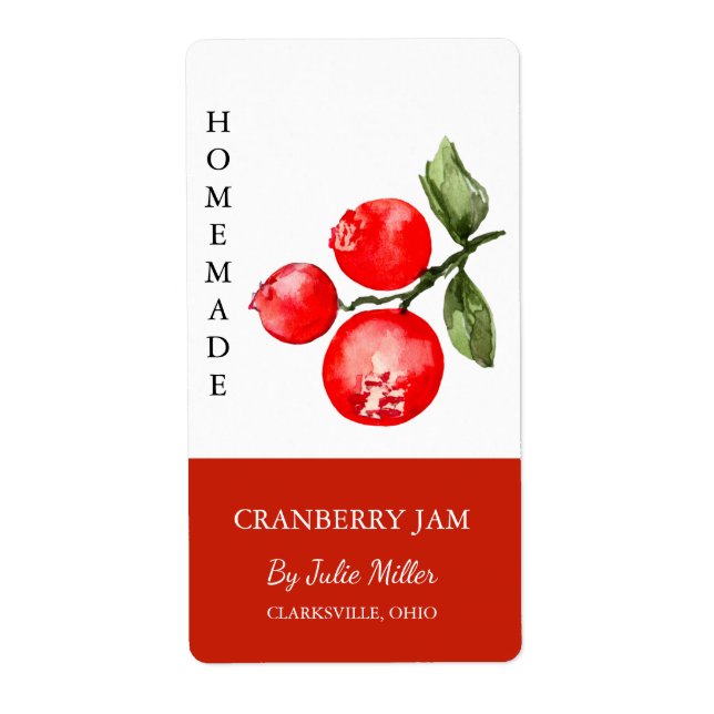 Modern Homemade Cranberry Jam Label (Front)
