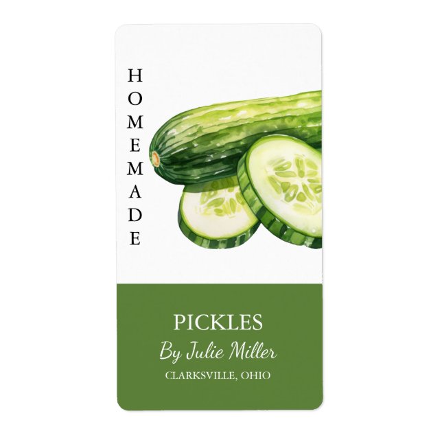 Modern Homemade Cucumber Pickles Label (Front)