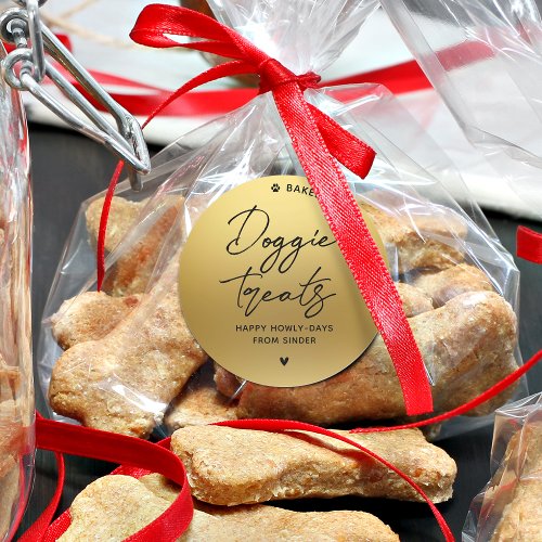 Modern Homemade Doggie Treats Faux Gold Classic Round Sticker