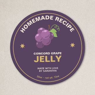 Modern Homemade Grape Jelly Label Sticker