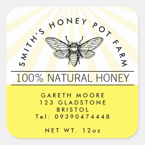 Modern Homemade Honey JAR Square Sticker