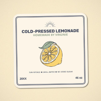 Modern Homemade Lemonade Label Sticker