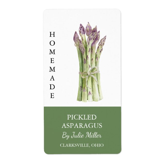 Modern Homemade Pickled Asparagus Label (Front)
