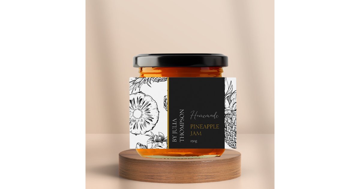 Modern Homemade Pineapple Jam Label | Zazzle