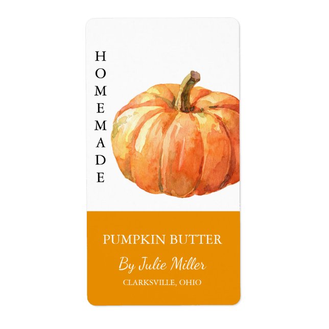 Modern Homemade Pumpkin Butter Label (Front)
