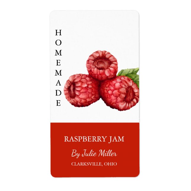 Modern Homemade Raspberry Jam Label (Front)