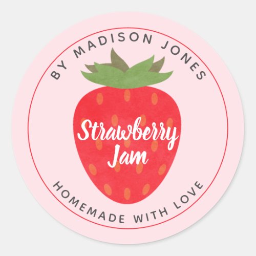 Modern Homemade Strawberry Jam Canning Classic Round Sticker