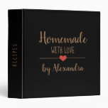 Modern Homemade with love black gold Name Recipe   3 Ring Binder