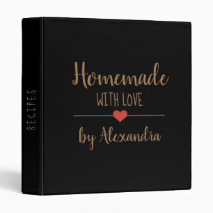 Modern Homemade with love black gold Name Recipe   3 Ring Binder