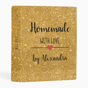 Modern Homemade with love gold glitter recipe Mini Binder