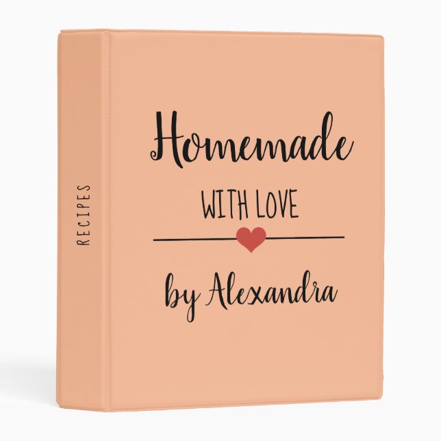 Modern Homemade with love orange Mini Binder (Front/Spine)