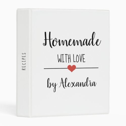 Modern Homemade with love white  Mini Binder