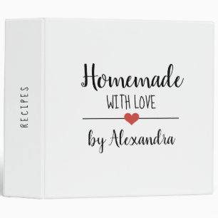 Modern Homemade with love white Name Recipe 3 Ring Binder