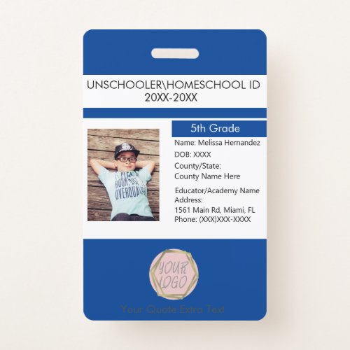 Modern Homeschooling Unschooling Student Blue Badge