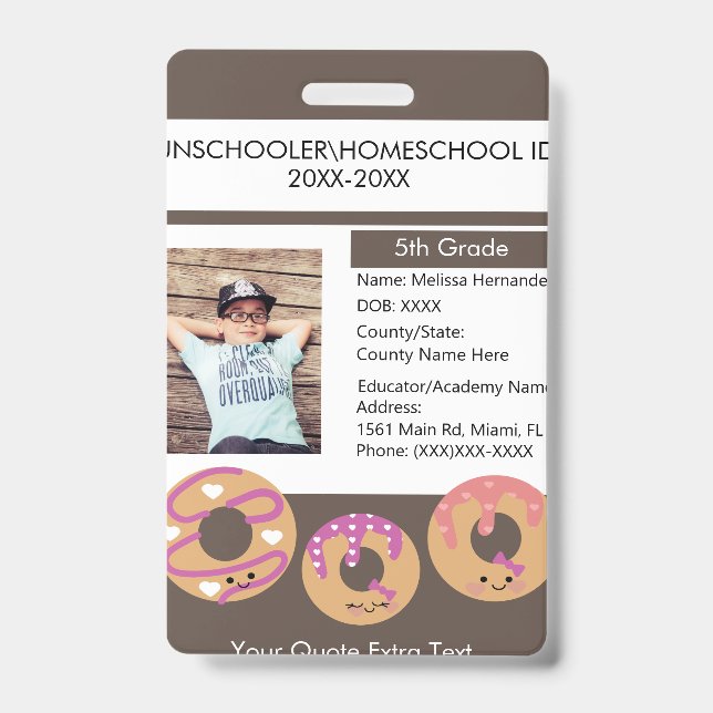 Modern Homeschooling Unschooling Student Donut Badge (Front)