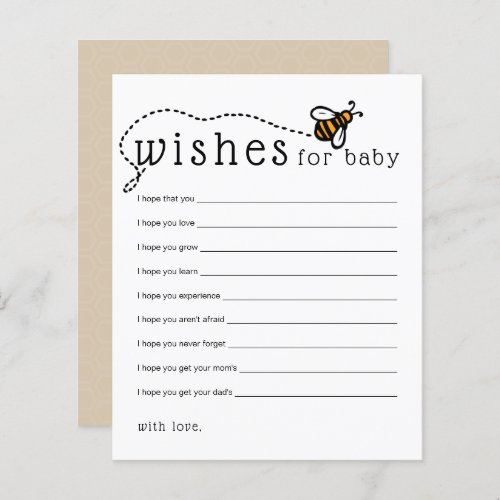Modern Hone Bee Wishes for Baby Advice Card