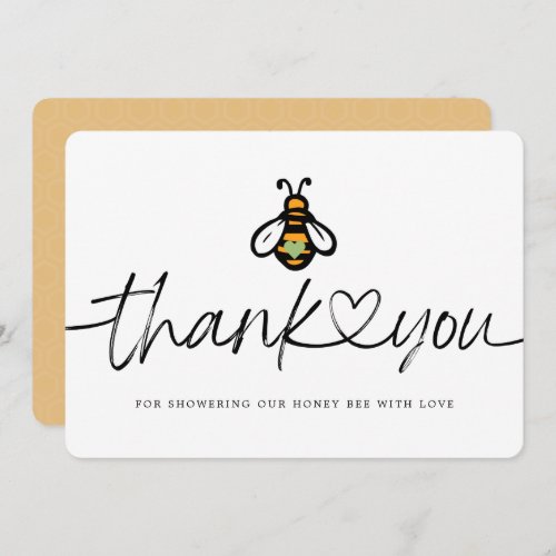Modern Honey Bee Baby Shower Thank You Card