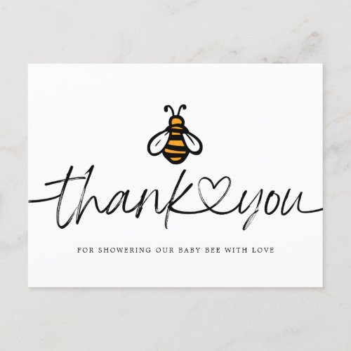 Modern Honey Bee Baby Shower Thank You Postcard