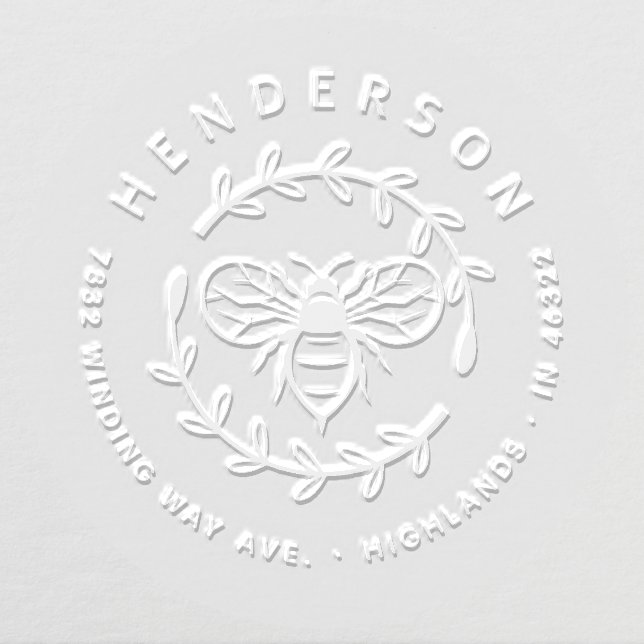 Modern Honey Bee Botanical Family Return Address Embosser (Design)
