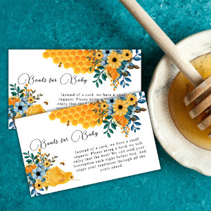 Modern Honey Bee Floral Books For Baby Shower Enclosure Card