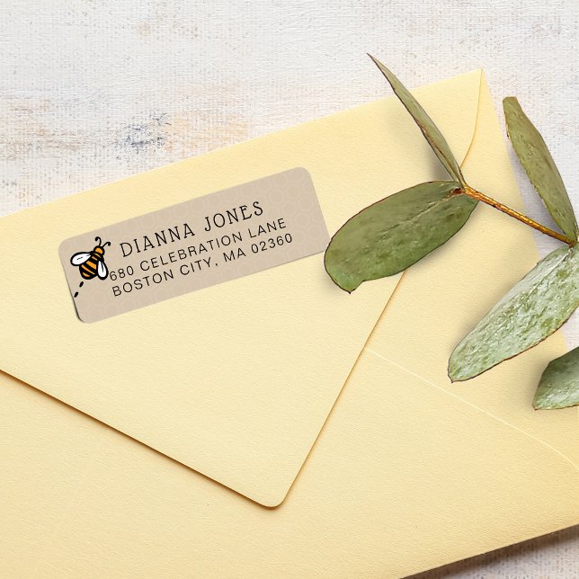 Modern Honey Bee Return Address Label (Modern Honey Bee Return Address Label)