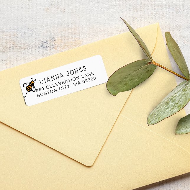Modern Honey Bee Return Address Label (Modern Honey Bee Return Address Label)