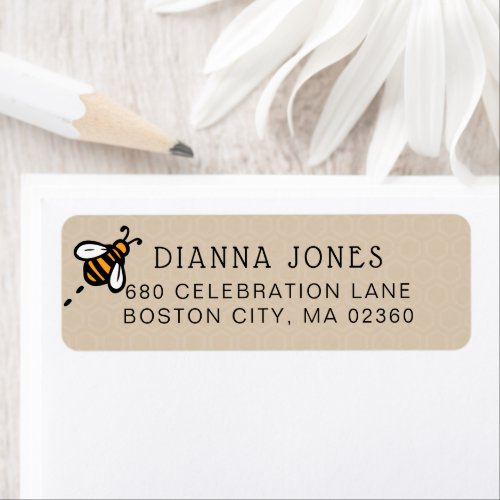 Modern Honey Bee Return Address Label