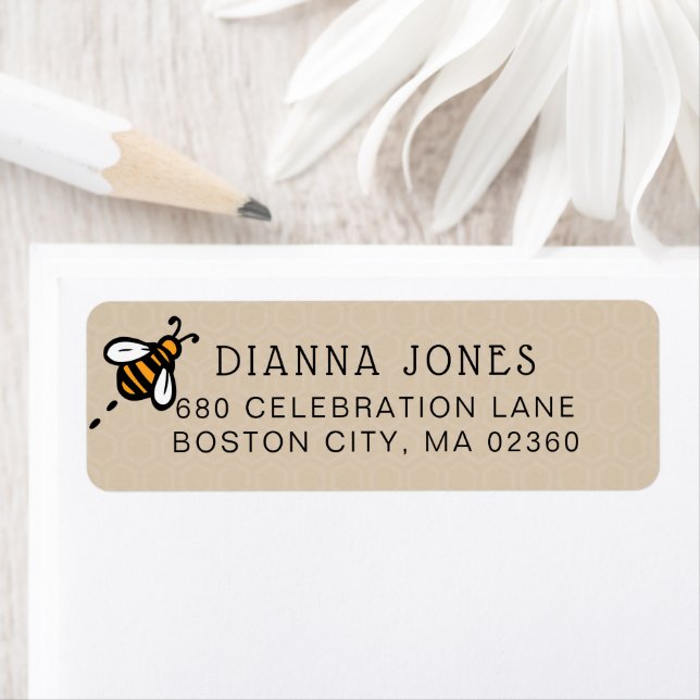 Modern Honey Bee Return Address Label (Insitu)