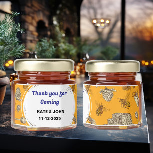 Modern Honey Bee With Customizable Text Label  Jar Favors