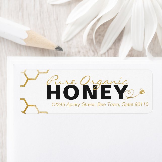 Modern Honey Bees Gold Honeycomb  Label (Insitu)