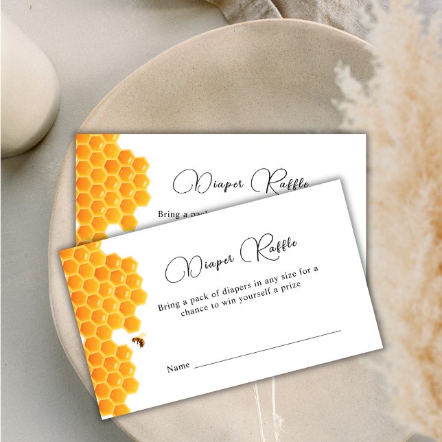 Modern Honey Bumblebee Diaper Raffle Baby Shower  Enclosure Card (Modern Honey Bumblebee Diaper Raffle Baby Shower Enclosure Card)