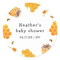 Modern Honey Bumblebee Frame Baby Shower Classic Round Sticker