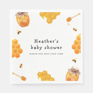 Modern Honey Bumblebee Frame Baby Shower Napkins