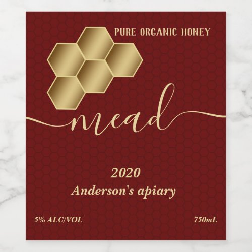 Modern honey comb mead wine label