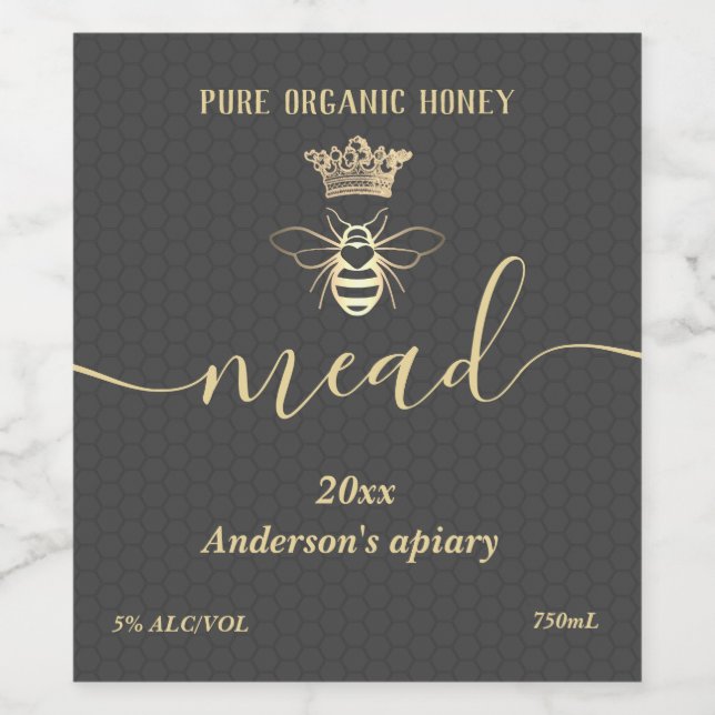 Modern honey comb mead wine label (Single Label)