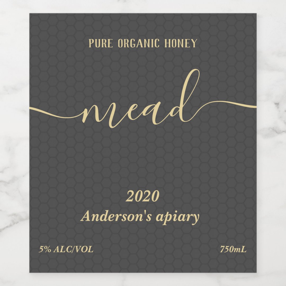 Modern honey comb mead wine label Zazzle