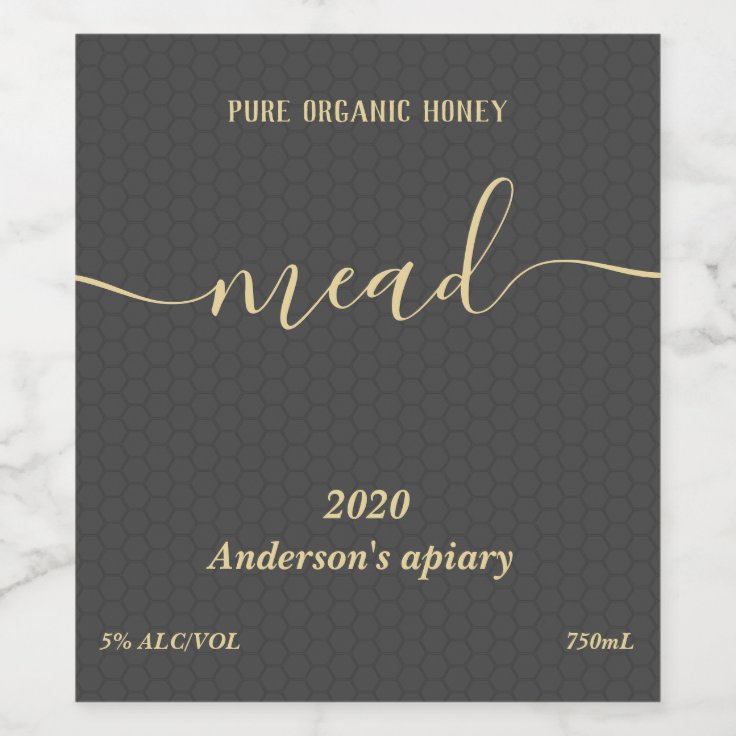 Modern honey comb mead wine label Zazzle