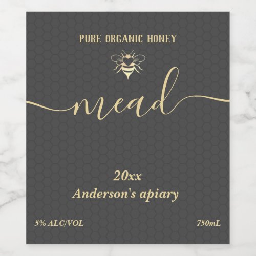 Modern honey comb mead wine label