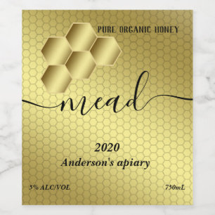 Modern honey comb mead wine label