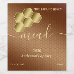 Modern honey comb mead wine label