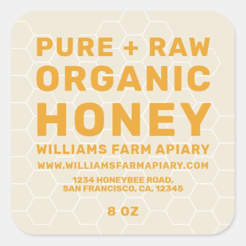 Modern Honey Jar Label Honeybee Apiary Kraft