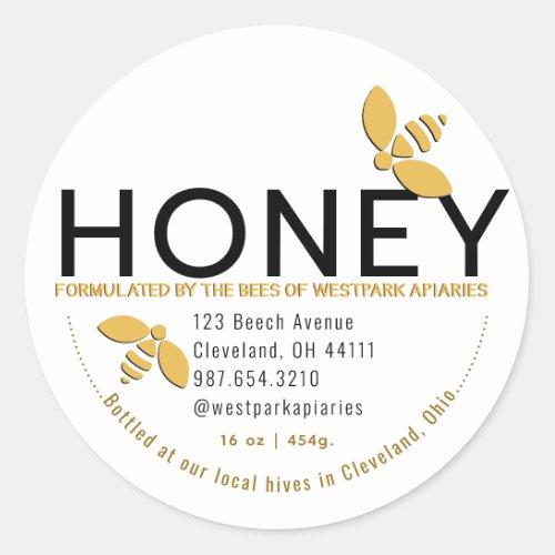 Modern Honey Label with Stylized Bees Urban Bees